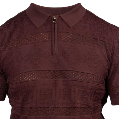 Prestige Brown Zip-up Polo Fashion Knitting T-Shirt Regular-Fit CMK-318 BROWN