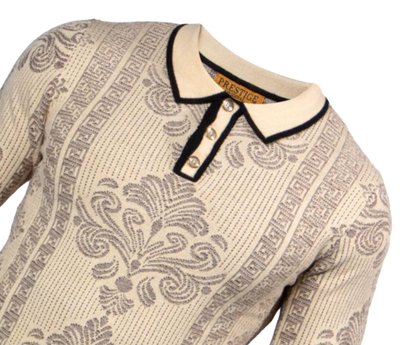 Prestige Cream and Brown Men's Polo Sweater Luxury Fashion Design