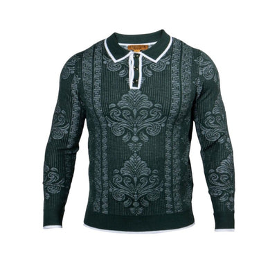 Prestige Green Men's Polo Sweater Luxury Fashion Design