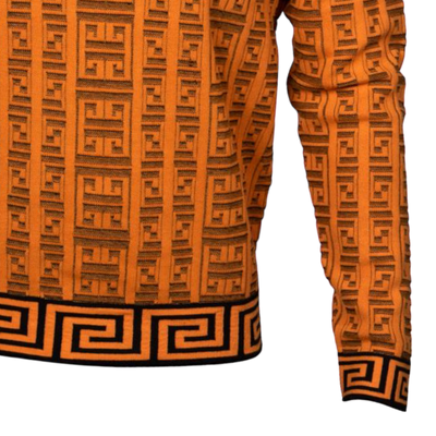 Prestige Orange Men's V-Neck Fashion Design Pullover Sweaters