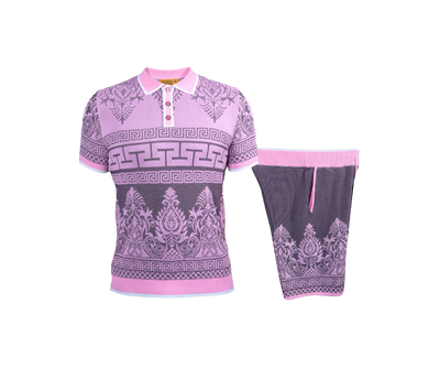 Pink Prestige Polo Shirt & Short Summer Outfit Set Style No: CKJ-259 - Design Menswear