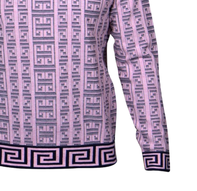 Prestige Pink V-Neck Luxury Men's Sweaters Greek key Pullover