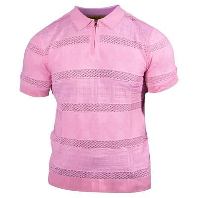 Prestige Pink Zip-up Polo Knitting T-Shirt Regular-Fit CMK-318 PINK