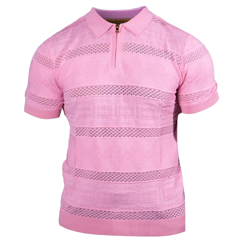 Prestige Pink Zip-up Polo Knitting T-Shirt Regular-Fit CMK-318 PINK