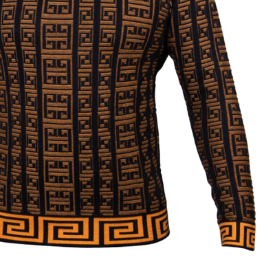 Prestige Rust Black Men's V-Neck Fashion Design Pullover Sweaters
