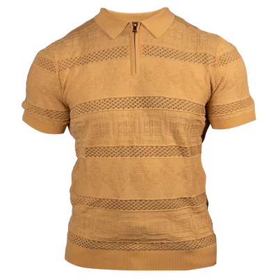 Prestige Sand Zip-up Polo Knitting T-Shirt Regular-Fit CMK-318 Sand
