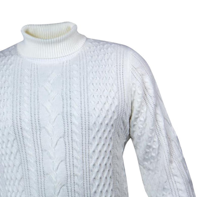 Prestige white men's turtleneck sweaters light blend pullover regular fit