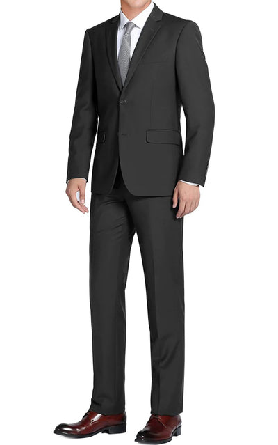 black men's 2 piece slim fit suit single breasted notch lapel suit
