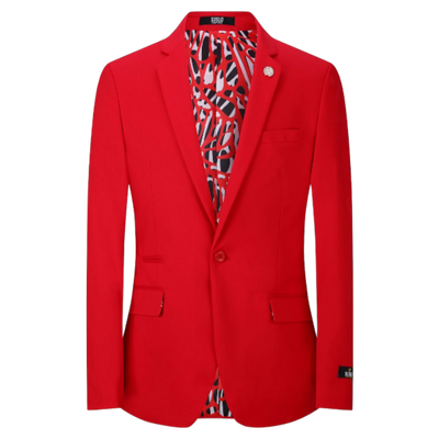 Red Men's Blazer Jacket Stretch Fabric Notch Lapel Slim-Fit Style-S1601
