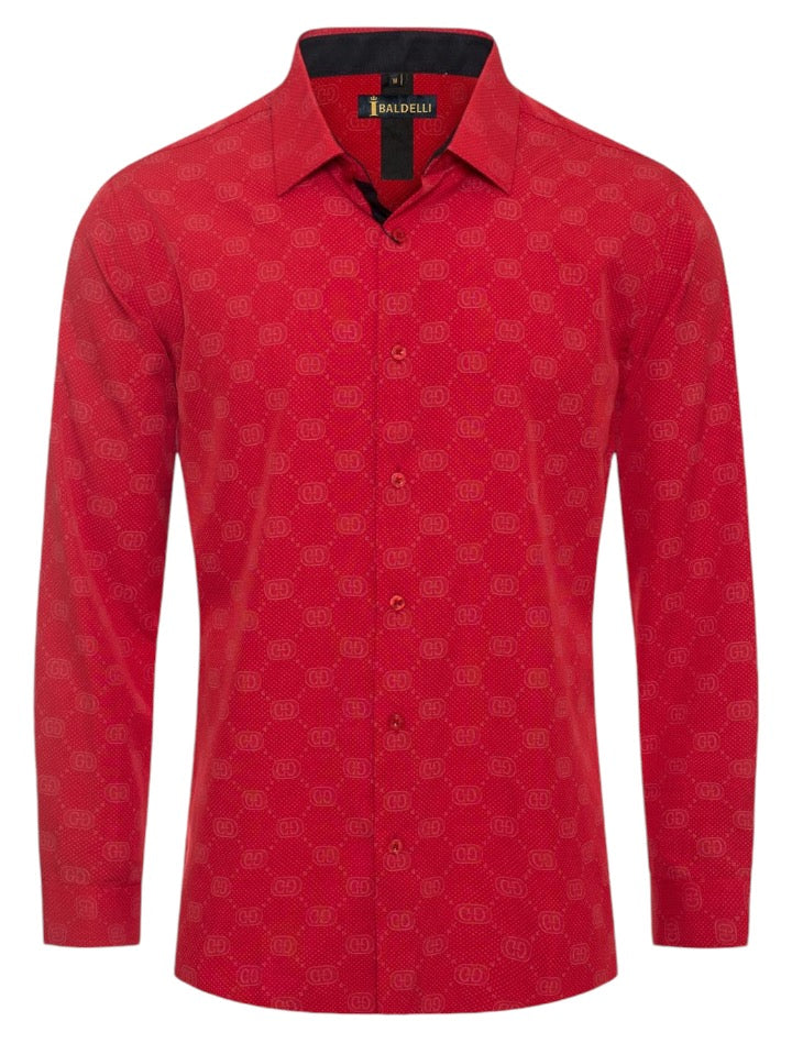 Red Men's Shirt Luxury Brand Long Sleeve Button Down Regular-Fit Balde DESIGN MENSWEAR Red Men's Shirt Luxury Brand Long Sleeve Button Down Regular-Fit Balde DESIGN MENSWEAR