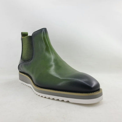 Men's Carrucci olive boot pull on genuine Leather fashion design