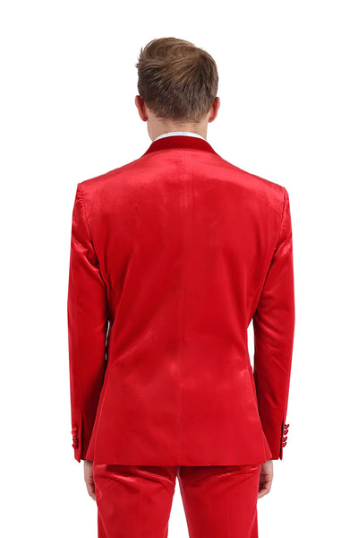 Rossi Man Slim-Fit Shinny Red Satin Fabric Men's Suit
