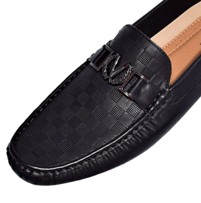 Royal shoes black men's casual loafer slip-on printed leather driver