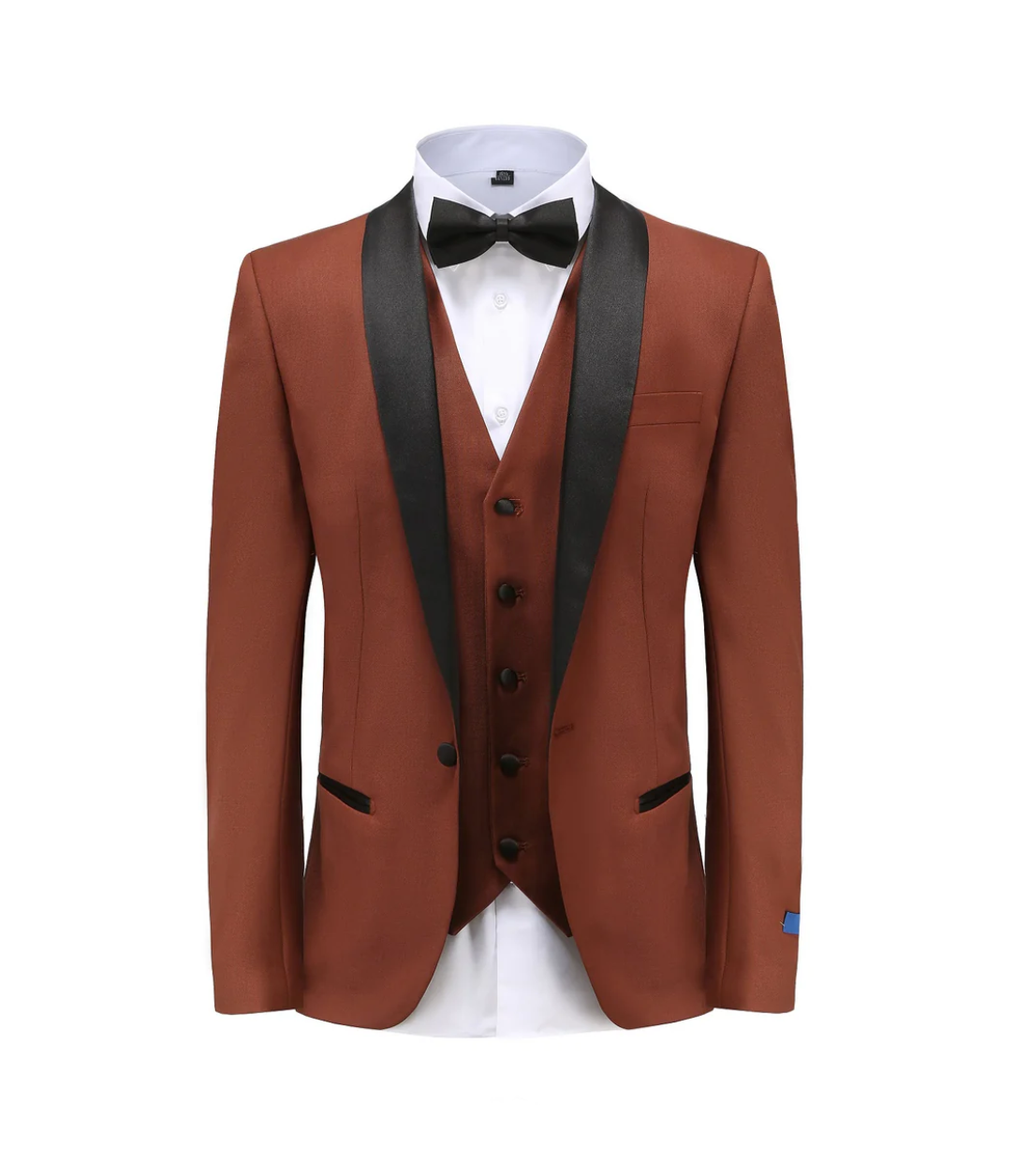 Mens Bronze Satin Shawl Lapel Tuxedo Suit – Light Brown Coffee Color main image 1