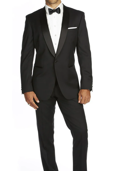 Black Slim-Fit Tuxedo Single Breasted Black Shawl Lapel Style-PTX02