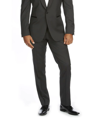 Charcoal Grey Men's Slim-Fit Tuxedo Single Breasted Black Shawl Lapel Style-PTX02