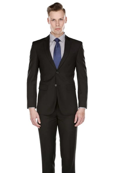 Black Slim-Fit Men's Suit Single Breast Notch Lapel PYS02