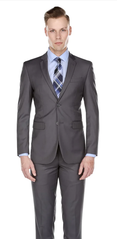 Charcoal Grey Slim-Fit Men's Suit Single Breast Notch Lapel PYS02