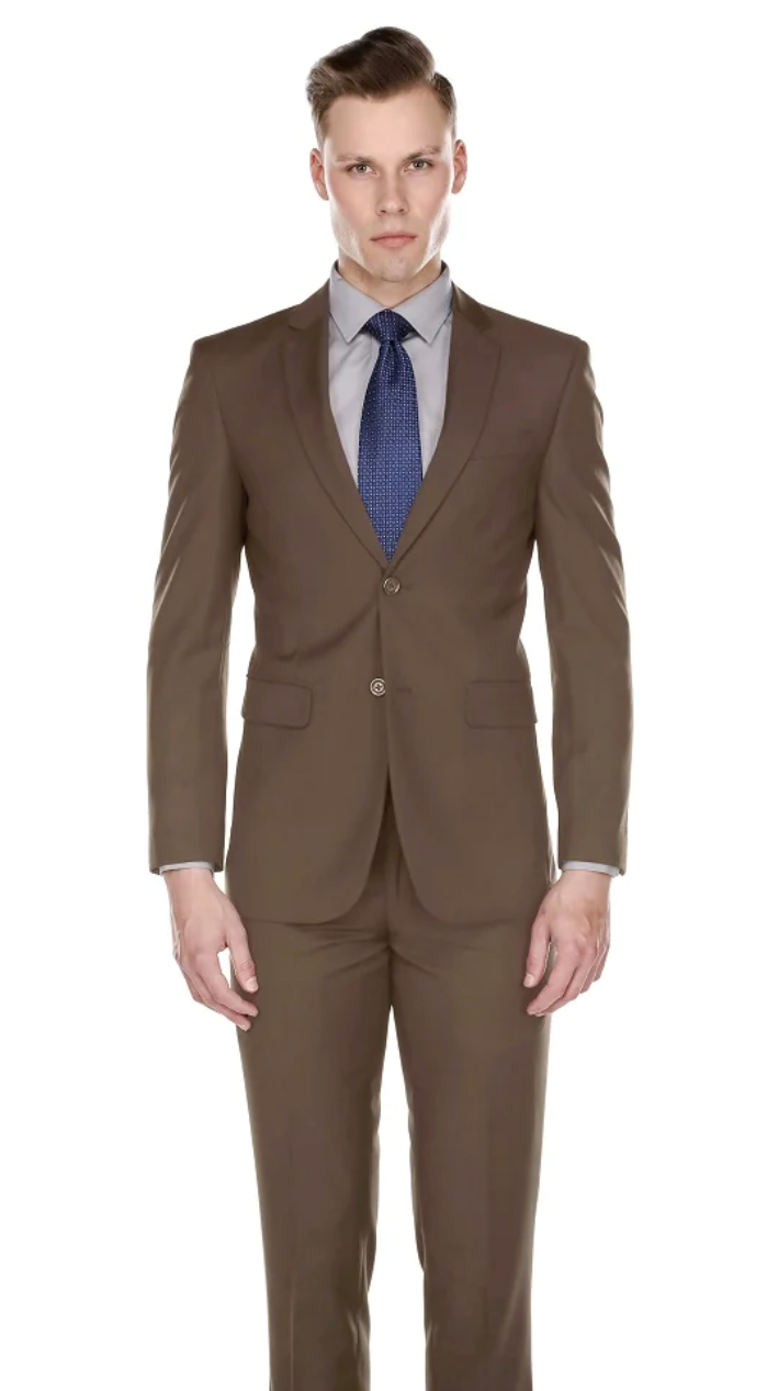 Brown Slim-Fit Suit Single Breast Notch Lapel Style-PYS02 For Men