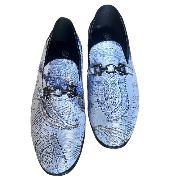 Sky Blue Men's Slip-On Formal Tuxedo Shoes Multicolor Floral Paisley Design Sky Blue Men's Slip-On Formal Tuxedo Shoes Multicolor Floral Paisley Design