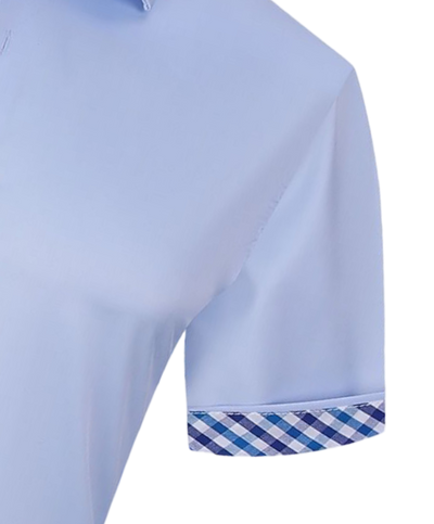 Sky blue men's short sleeves shirt fancy cuff on the sleeves by suslo couture