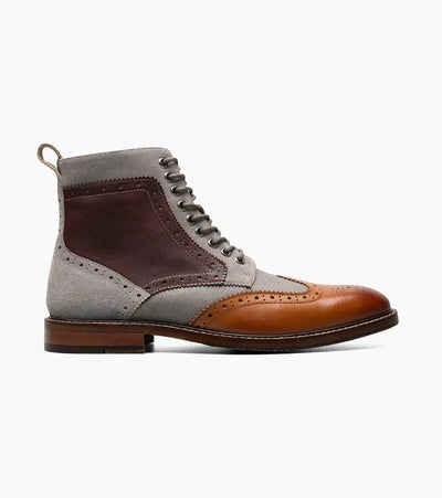Stacy Adams Brown Men's Wingtip Lace-Up Casual Boot Genuine Leather