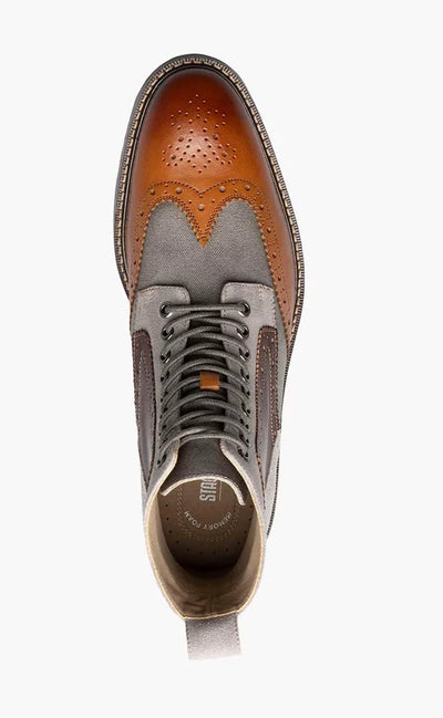 Stacy Adams Brown Men's Wingtip Lace-Up Casual Boot Genuine Leather
