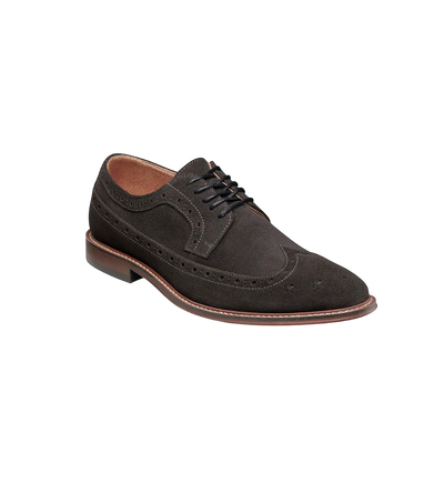 Dark Grey Stacy Adams Men's Wingtip Oxford Lace-Up Casual suede Leather Shoes - Design Menswear