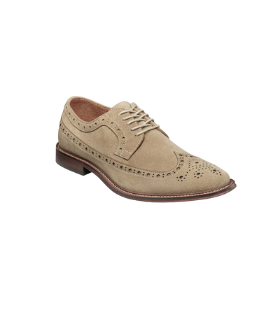 Stacy Adams Men's Sand Wingtip Oxford Lace-Up Casual suede Leather Shoes