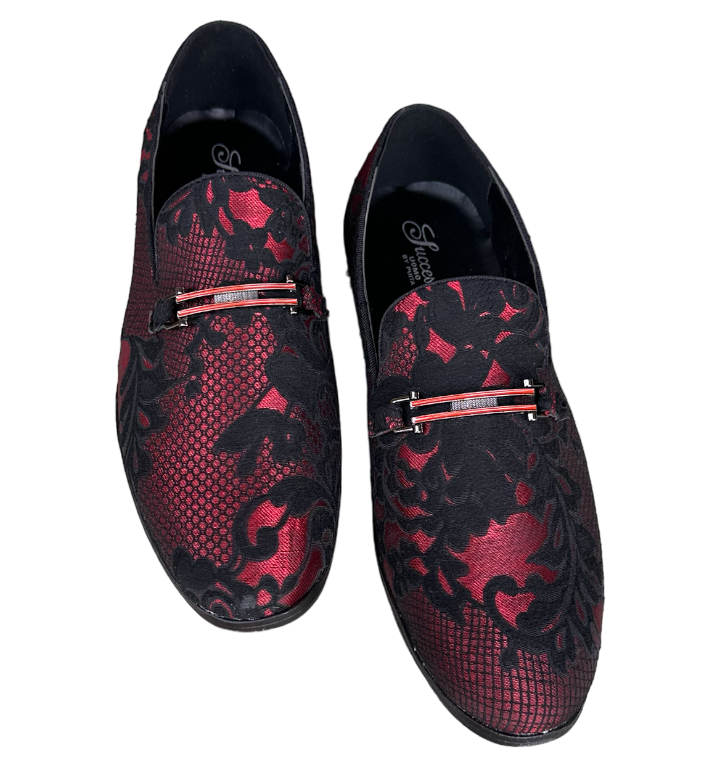 Stylish Men's Red and Black Slip-On Penny Loafers Paisley Floral Shoes –  DESIGN MENSWEAR