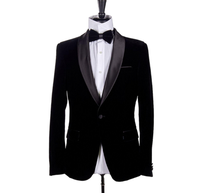 Black Men's velvet Blazer Shall Lapel Slim-Fit with Bowtie Style No : VSL1602-3