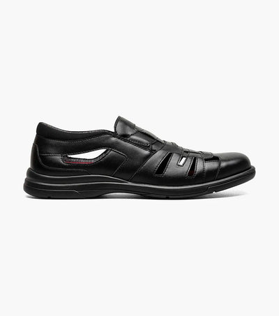 Black Leather Men's Sandals Closed Toe Fisherman Sandal Style No:25657-001