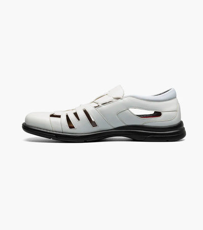 White Leather Men's Sandals Closed Toe Fisherman Sandal Style No:25657-100