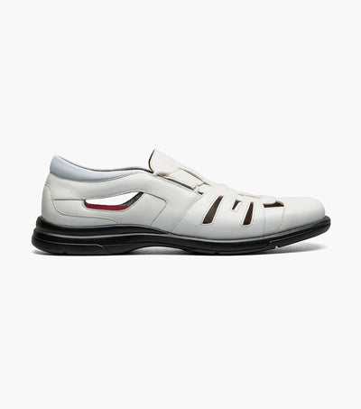 White Leather Men's Sandals Closed Toe Fisherman Sandal Style No:25657-100