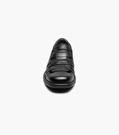 Black Leather Men's Sandals Closed Toe Fisherman Sandal Style No:25657-001