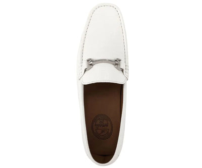 White Titus Croc Leather Men's Loafer Sliver Buckle Fashion Design