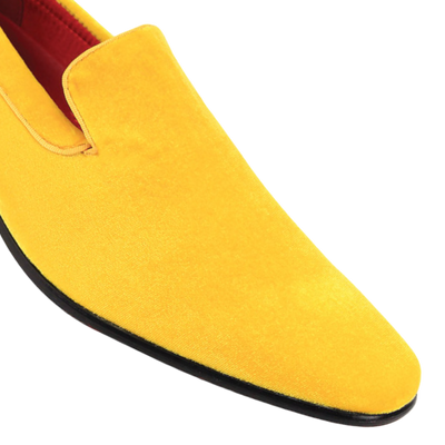 Yellow Velvet Shoe Men's Slip-On Luxury Design Tuxedo Loafers
