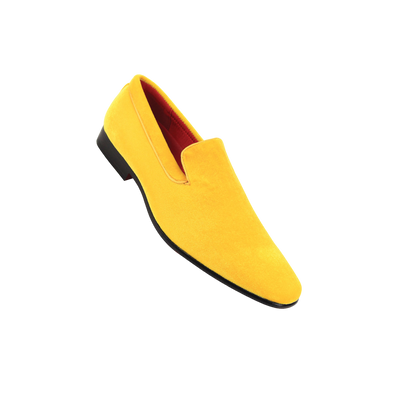 Yellow Velvet Shoe Men's Slip-On Luxury Design Tuxedo Loafers
