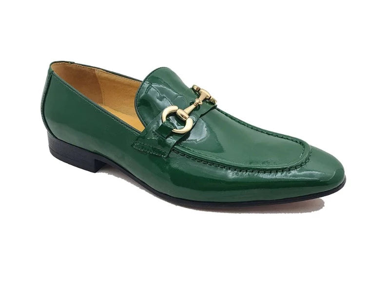 carrucci Green patent leather mens shoes slip-on dress Shoes Gold Buckle