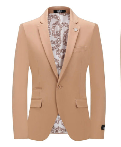 New York men's slim fit khaki suit mens slim fit beige suit 2pc stretch fabric