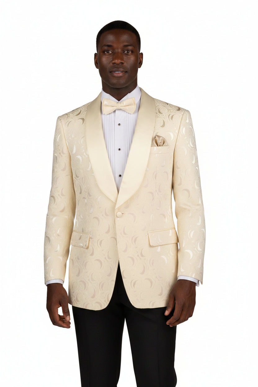 Men's Champagne Floral Tuxedo Blazer