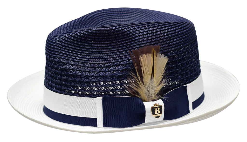 mens dress straw hats Stetson Fedora It has a classic shape with a 4.25 wide brim and 5 cattleman crown Belvedere 2 Tone Straw Fedora