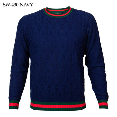prestige blue men's crewneck sweaters long sleeves pullover fashion design