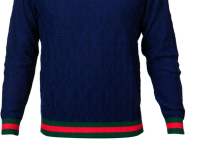 prestige blue men's crewneck sweaters long sleeves pullover fashion design