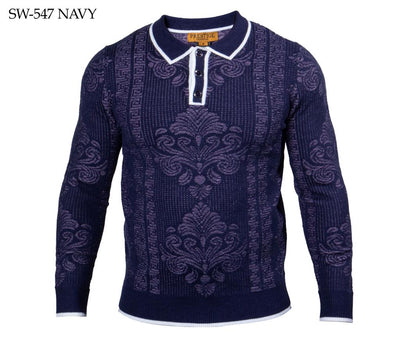 prestige navy blue men's polo sweater luxury fashion design pullover