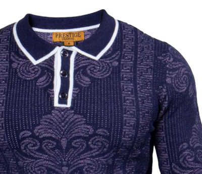 prestige navy blue men's polo sweater luxury fashion design pullover