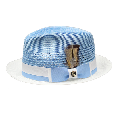 Blue White Bruno Capelo Men's Straw hat Belvedere Fashion Design