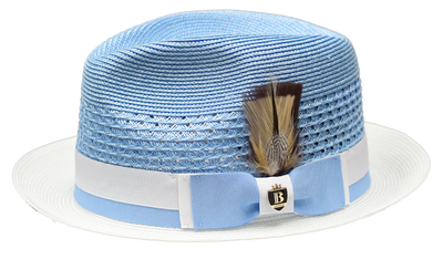 Blue White Bruno Capelo Men's Straw hat Belvedere Fashion Design