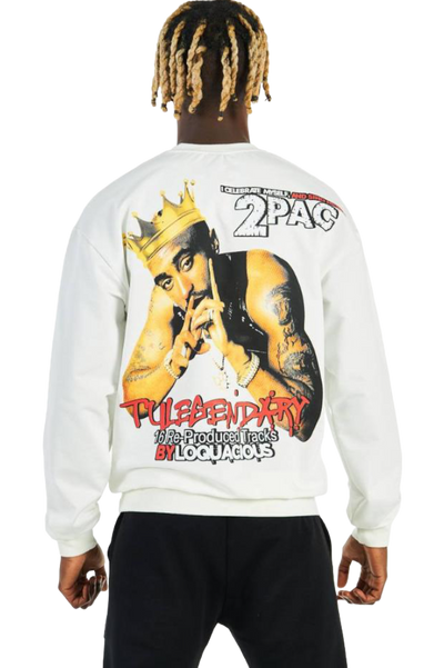 2PAC Men's White Long Sleeves Graphic Sweatshirt - Design Menswear