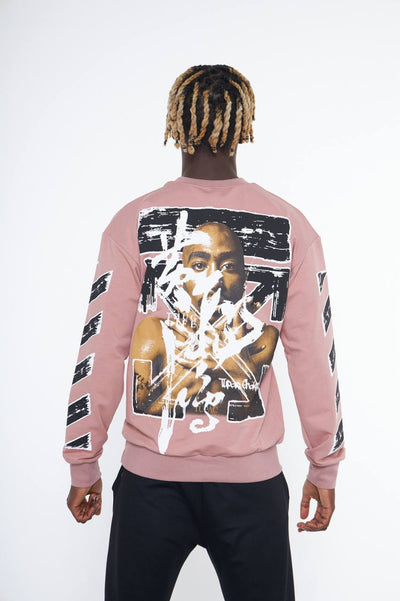 Pink Men's 2Pac Graphic Long Sleeves Sweatshirt - Design Menswear